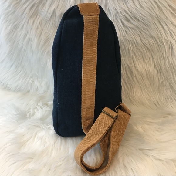Denim & Vegan Leather Multi Pocket Side Bag - Picture 10 of 13